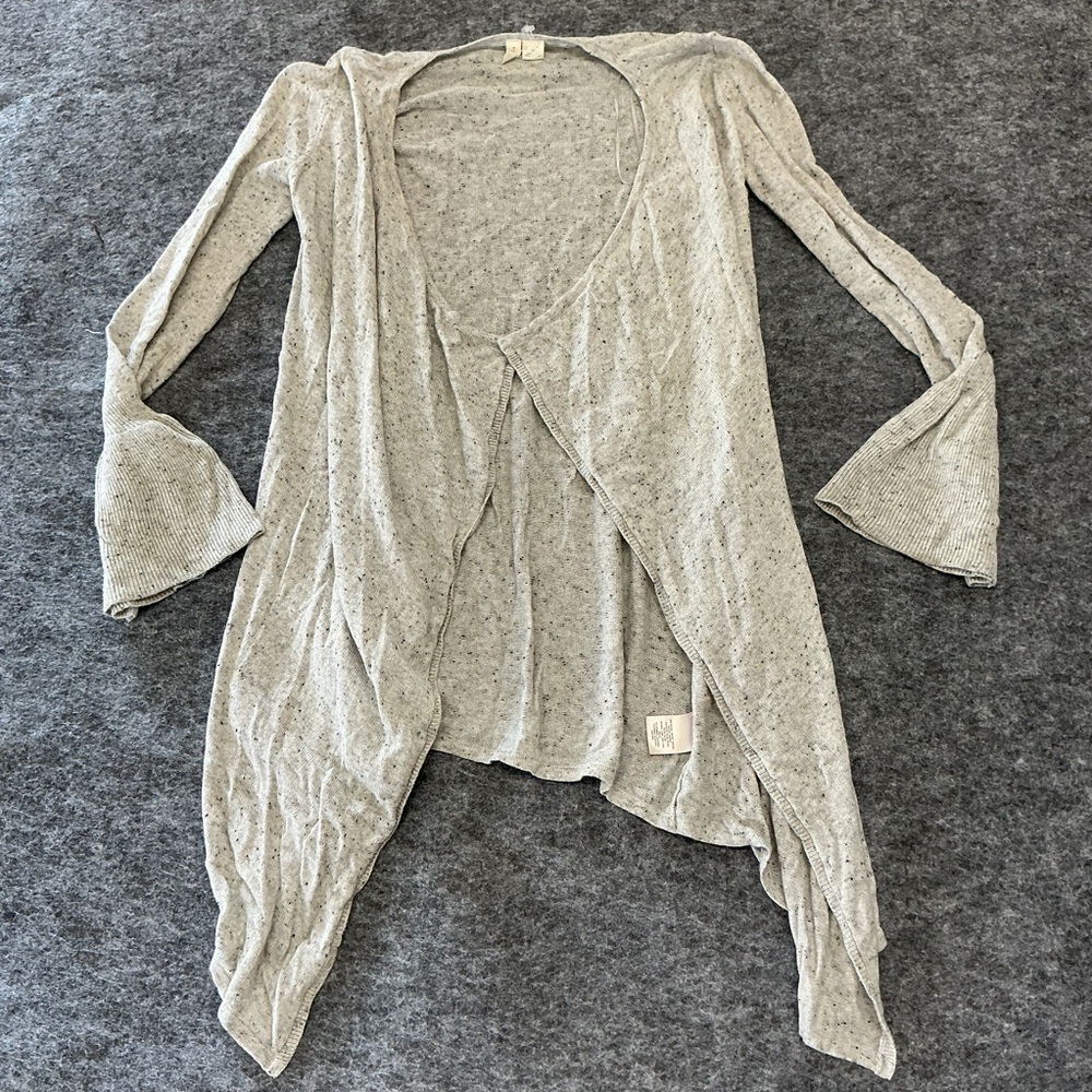 Moth Heathered Grey Fit and Flare Sleeve Open Front Cardigan A25